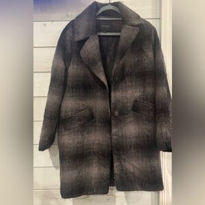 Marc New York Andrew Marc
Women's Emma Brushed Wool
Plaid Coat SZ 6 black gray